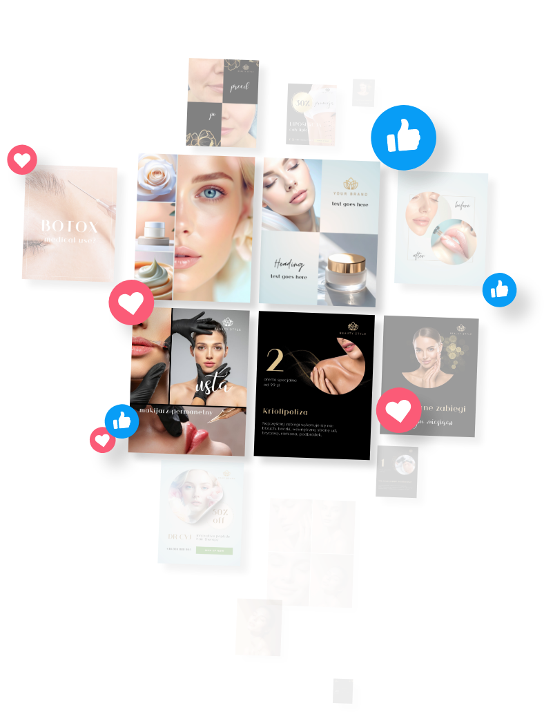 Przykładowe szablony Beauty Post System w Canvie